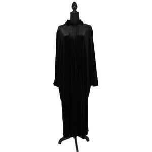 Lauren Ralph Lauren 1X Black Velvet Zip Robe Dress Lounge Loungewear Pockets